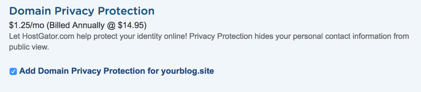 Domain Registration Privacy Option