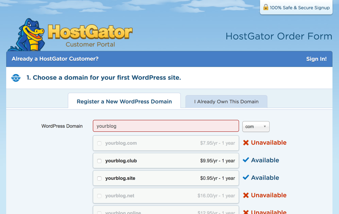 Select a Domain